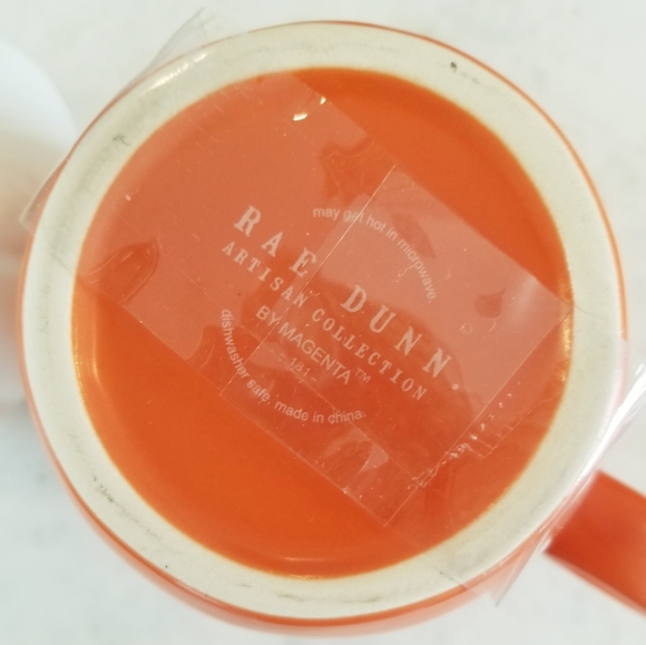 Rae Dunn Orange Pumpkin Fall Holiday Mug Coffee Cup Wood Lid with Leaf NWT - Picture 7 of 9